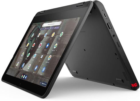 Lenovo 500e Chromebook Gen 3 82JB0001US شاشة لمس 11.6 بوصة قابلة للتحويل 2 في 1 Chromebook - HD - 1366 x 768 - Intel Celeron N5100 رباعي النواة (4 النواة) 1.10 جيجا هرتز - إجمالي ذاكرة الوصول العشوائي 4 جيجا بايت - ذاكرة فلاش 32 جيجا بايت - in Kuwait