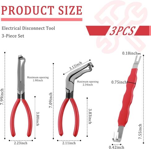 3PCS Electrical Disconnect Pliers for Cars,Sturdy Electrical Connector Pliers Including Straight & 60° & Double Head,Professional Automotive Tools Electricals Connector Removal Tool in Saudi Arabia