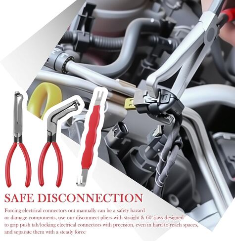 3PCS Electrical Disconnect Pliers for Cars,Sturdy Electrical Connector Pliers Including Straight & 60° & Double Head,Professional Automotive Tools Electricals Connector Removal Tool in Saudi Arabia
