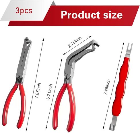 3PCS Electrical Disconnect Pliers for Cars, Electrical Connector Separator Tool, Rapid Electrical Plug Disconnect Set, Automotive System Removal Tool (Red) in Saudi Arabia