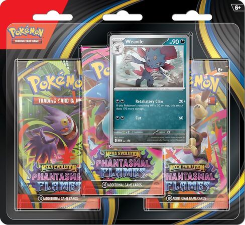 Pokémon TCG: Mega Evolution—Phantasmal Flames Triple Pack Weavile (1 Foil Promo Card & 3 Booster Packs) in Saudi Arabia