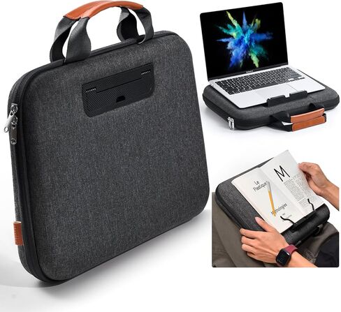 حقيبة كمبيوتر محمول صلبة مقاس 14 بوصة لجهاز HP Dell Lenovo ASUS Acer - حافظة كمبيوتر محمول 2 في 1 ومكتب لللاب توب مع سدادة ومشبك للكتب، حافظة مقاومة للصدمات ومضادة للماء مقاس 15.3 بوصة لجهاز MackBook Air M3 M2 - أسود in Kuwait
