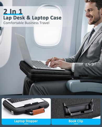 حقيبة كمبيوتر محمول صلبة مقاس 14 بوصة لجهاز HP Dell Lenovo ASUS Acer - حافظة كمبيوتر محمول 2 في 1 ومكتب لللاب توب مع سدادة ومشبك للكتب، حافظة مقاومة للصدمات ومضادة للماء مقاس 15.3 بوصة لجهاز MackBook Air M3 M2 - أسود in Kuwait