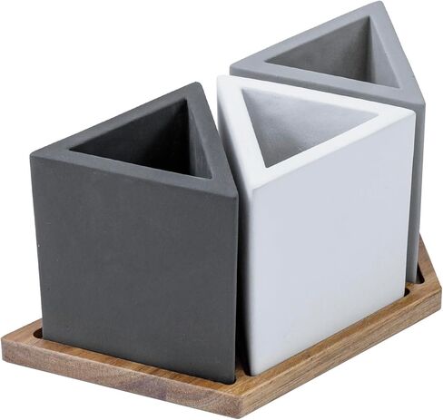 MyGift Modern Premium Clear Acrylic Desktop Pen Pencil Cup, Transparent Rectangular Office Desk Stationery Supplies Storage Organizer Holder, Set of 3 in Kuwait