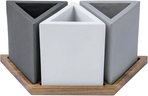 MyGift Modern Premium Clear Acrylic Desktop Pen Pencil Cup, Transparent Rectangular Office Desk Stationery Supplies Storage Organizer Holder, Set of 3 in Kuwait