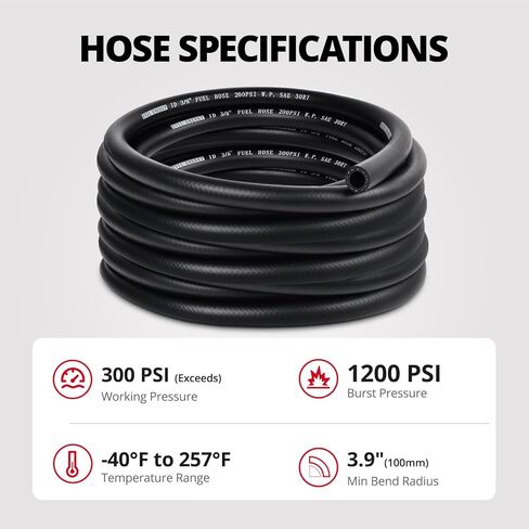 EVIL ENERGY 1/4 Fuel Hose Line Push Lock NBR Rubber SAE 30R7 30FT 300PSI in Saudi Arabia