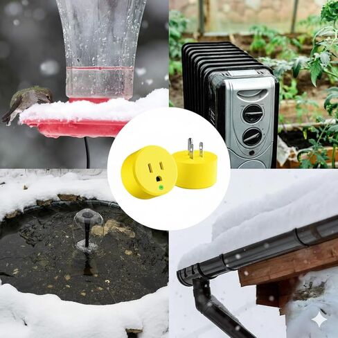 Thermostatically Controlled Outlet - On at 32°F/Off at 50 °F, Thermostat Plug Outlet, No Need to Close Manually, for Chicken Water Coop Heater Heated Water Bowl Bird Bath Deicer Roof Cable (4 Pcs) in Kuwait