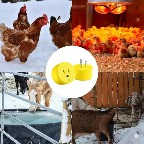 Thermostatically Controlled Outlet - On at 32°F/Off at 50 °F, Thermostat Plug Outlet, No Need to Close Manually, for Chicken Water Coop Heater Heated Water Bowl Bird Bath Deicer Roof Cable (4 Pcs) in Kuwait