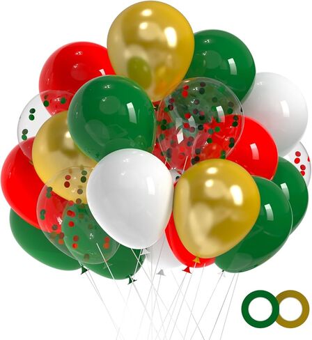 Christmas Balloons Red and Green Balloons, 50Pcs Christmas party Balloon 12 Inch Green Red Gold White Latex Balloons for New Year Merry Christma Birthday Party Decorations in Saudi Arabia