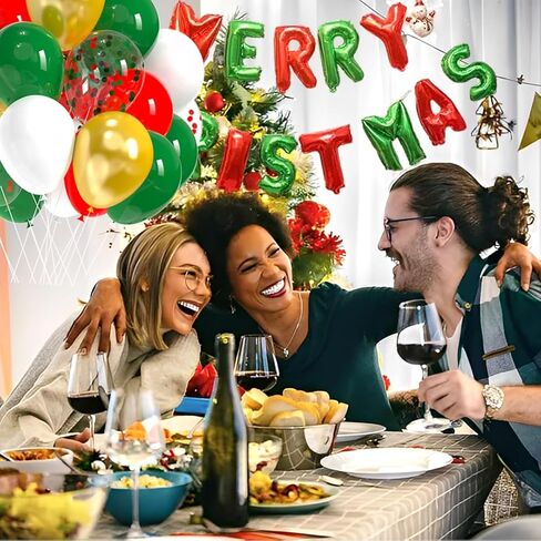 Christmas Balloons Red and Green Balloons, 50Pcs Christmas party Balloon 12 Inch Green Red Gold White Latex Balloons for New Year Merry Christma Birthday Party Decorations in Saudi Arabia