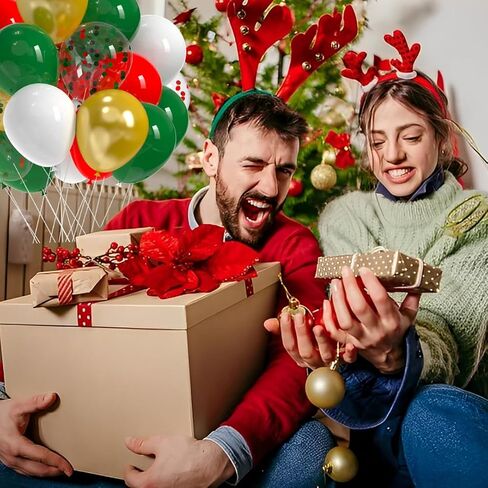 Christmas Balloons Red and Green Balloons, 50Pcs Christmas party Balloon 12 Inch Green Red Gold White Latex Balloons for New Year Merry Christma Birthday Party Decorations in Saudi Arabia