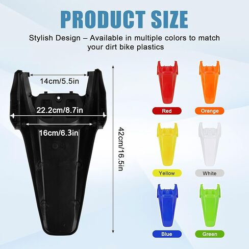 PSLER Motorcycle Rear Mudguard - CRF70 Body Mudguard Kit for CRF70 Style 110 125CC Pit PRO Trail Dirt Bikes, Moto Splash Guard, Black in Saudi Arabia
