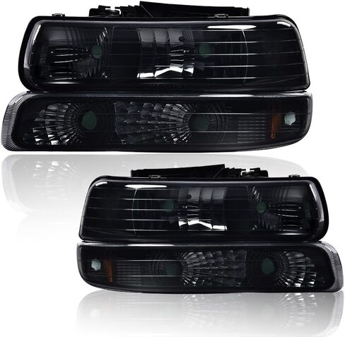 المصابيح الأمامية G-PLUS LED DRL متوافقة مع 1999-2002 Chevy Silverado/2001-2002 Silverado 1500HD 2500HD/00-06 Tahoe Suburban 1500 2500، مصباح أمامي ممتص للصدمات، قطعتان شفافتان (يسار + يمين) in Kuwait
