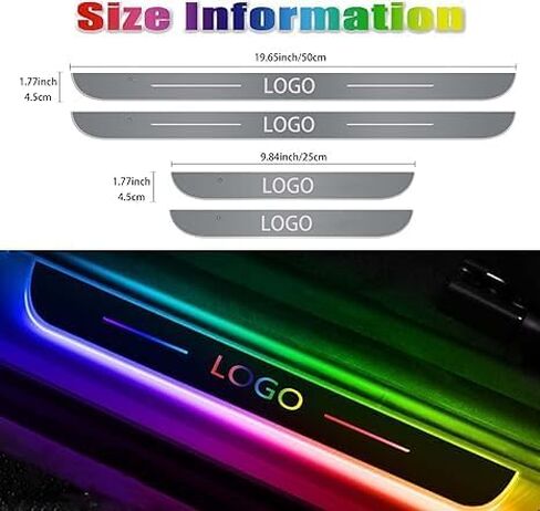 2 Pcs Led Door Sills for Car Magnetic, Custom Logo or Text, Auto-Sensing Welcome Lights, Applicable 99% of Models, 7 Colors, 28 Dynamic Modes, Led Car Door Lights No Installation Required in Saudi Arabia