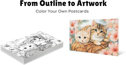 Artwink Watercolor Coloring Cards – Landscape Theme, 15 Sheets (5x7 Inches), Works with Watercolor, Colored Pencils, or Markers, Great for Coloring Book Lovers & Watercolor Painting Practice in Saudi Arabia
