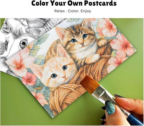 Artwink Watercolor Coloring Cards – Landscape Theme, 15 Sheets (5x7 Inches), Works with Watercolor, Colored Pencils, or Markers, Great for Coloring Book Lovers & Watercolor Painting Practice in Saudi Arabia