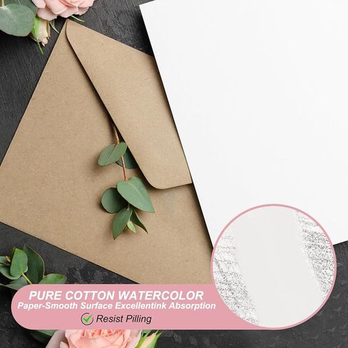 PATIKIL 60 Sets Pure Cotton Watercolor Cards 140lb/300 GSM Postcards with Envelopes for Art Painting Creative Thank Notes, 5x7 Inch Foldable Size(Red) in Saudi Arabia