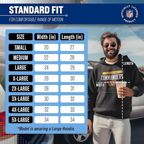 Team Fan Apparel NFL Adult Gameday Charcoal Hooded Sweatshirt - Cotton & Polyester - Stay Warm & Represent Your Team in Style (Kansas City Chiefs - Black, Adult Large) in Kuwait