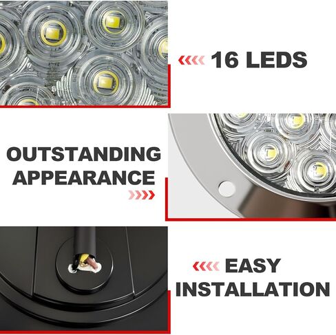 4.92 Inch Round LED Trailer Tail Lights 16 LED Stop Brake Turn Tail Lights Replacement for Trailer Boat Truck RV (White) in Saudi Arabia