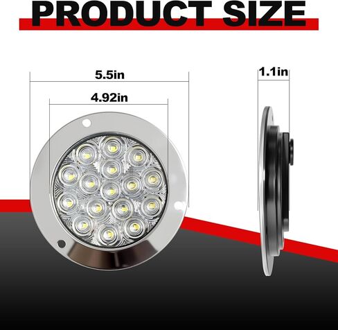 4.92 Inch Round LED Trailer Tail Lights 16 LED Stop Brake Turn Tail Lights Replacement for Trailer Boat Truck RV (White) in Saudi Arabia