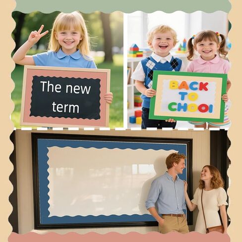 236Ft 6 Rolls Bulletin Board Borders Boho for Classroom - Border Trim, Scalloped Borders Stickers Rolled Decorations for School Home Office Chalkboard Decor in Kuwait