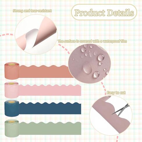 236Ft 6 Rolls Bulletin Board Borders Boho for Classroom - Border Trim, Scalloped Borders Stickers Rolled Decorations for School Home Office Chalkboard Decor in Kuwait