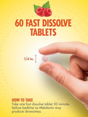 Melatonin 5mg Fast Dissolve | 180 Vegetarian Tablets | Natural Berry Flavor | Vegetarian, Non-GMO and Gluten Free Supplement | by Sundance in Saudi Arabia