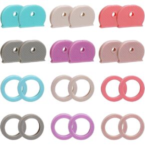24 Pack Key Covers Caps, Plastic Key Color Identifiers Key Caps Covers Tags Set for Standard Flat House Keys Organization (Not Suitable for Odd-Shaped Keys), 6 Colors, 2 Styles in Saudi Arabia