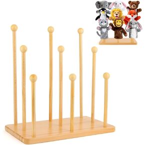 Wooden Hand Puppet Stand – 3-Tier Display & Storage Rack with Smooth Ball Ends and Screw-Fixed Base, Holds 9 Puppets for Educational Use, Classroom, Playroom & Home in Kuwait