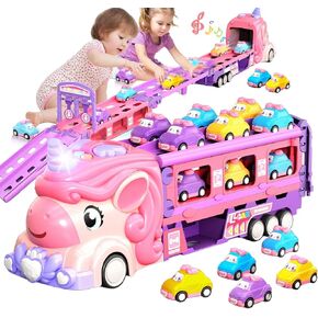 Car Toys for 1 2 3 4 5 6 7 Year Old Toddler Girls | Foldable 2-Lane Race Track | Lights & Sounds | Friction Powered | Mini Princess Cars for Kids & Toddler Girl Toys in Saudi Arabia