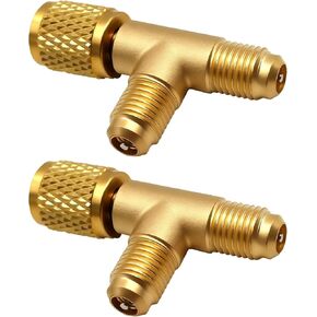 2 قطعة محول تي شيرت أساسي بصمامات 1/4 بوصة، محول تيار متردد نحاسي R12 R134a، وصلة توصيل سريعة، محول تبريد نحاسي، محول T 2.28 بوصة in Kuwait