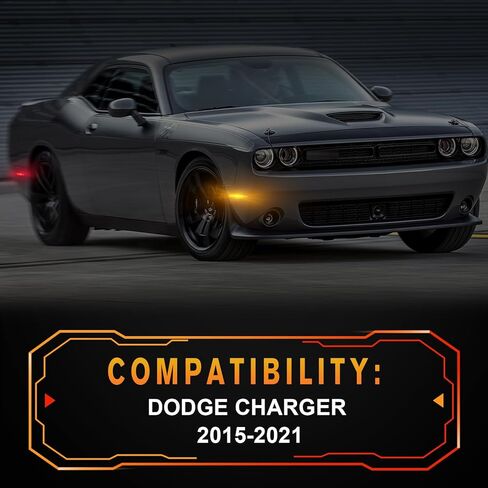 LED Side Marker Lights Compatible with 2015-2020 Dodge Challenger w/ [X Style] Light Beam [Patent Pending], Front Rear Bumper Marker Lamps, Clear Lens Pack of 4(RED/AMBER) in Saudi Arabia
