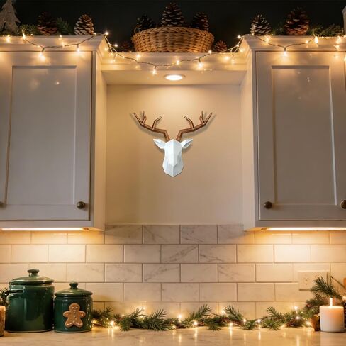 SAC SMARTEN ARTS Geometric Animal Wall Decor Black Deer Antlers Decor Resin Wall Animal Head Deer Sculpture Home Decor by 14 x 11 inches in Kuwait