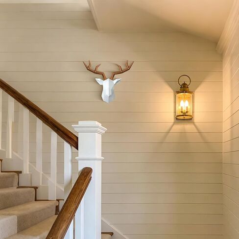 SAC SMARTEN ARTS Geometric Animal Wall Decor Black Deer Antlers Decor Resin Wall Animal Head Deer Sculpture Home Decor by 14 x 11 inches in Kuwait