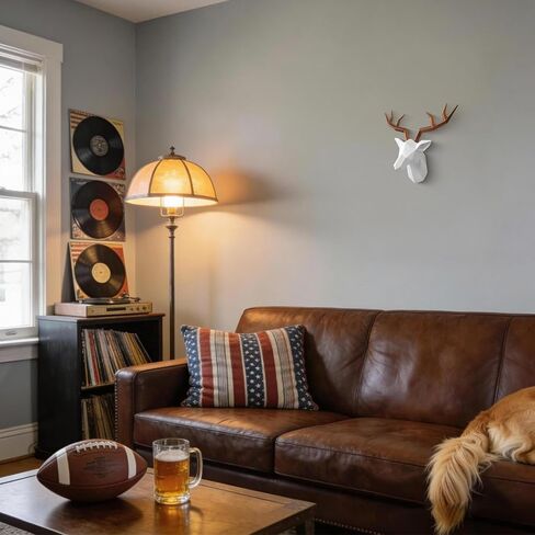 SAC SMARTEN ARTS Geometric Animal Wall Decor Black Deer Antlers Decor Resin Wall Animal Head Deer Sculpture Home Decor by 14 x 11 inches in Kuwait