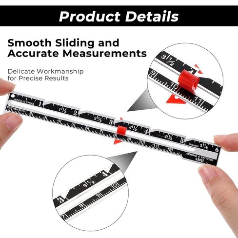 3 Pack Sewing Ruler Sliding Gauge Sewing Measuring Tool Black Metal Seam Guide Ruler for Knitting Crafting Sewings Beginner Hemming Quilting Crafting in Saudi Arabia