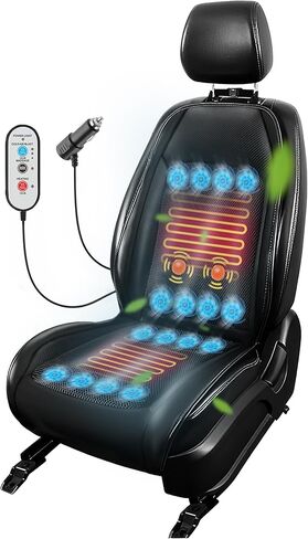 3 in 1 Cooling Car Seat Cover with Massage & Temp Control - Universal 12V Cooling Seat Cover for Car, Truck, SUV - Cooling Car Seat Cushion Front Seat Fits Summer Winter (Black1) in Saudi Arabia