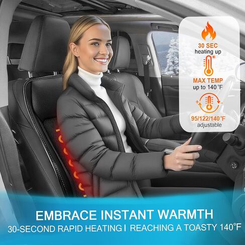 3 in 1 Cooling Car Seat Cover with Massage & Temp Control - Universal 12V Cooling Seat Cover for Car, Truck, SUV - Cooling Car Seat Cushion Front Seat Fits Summer Winter (Black1) in Saudi Arabia