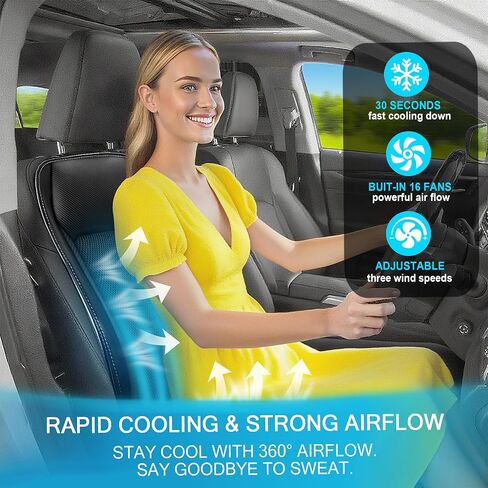 3 in 1 Cooling Car Seat Cover with Massage & Temp Control - Universal 12V Cooling Seat Cover for Car, Truck, SUV - Cooling Car Seat Cushion Front Seat Fits Summer Winter (Black1) in Saudi Arabia