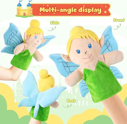 Castle Hand Puppets Fairy Tales Queen & King, Princess & Prince, Elf & Witch Plush Toys Role-Play Toy Puppets for Kids Storytelling Imaginative Pretend Play Teaching Preschool(Elf) in Saudi Arabia