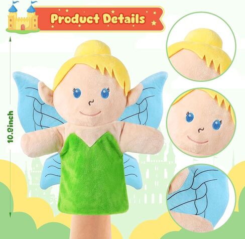 Castle Hand Puppets Fairy Tales Queen & King, Princess & Prince, Elf & Witch Plush Toys Role-Play Toy Puppets for Kids Storytelling Imaginative Pretend Play Teaching Preschool(Elf) in Saudi Arabia