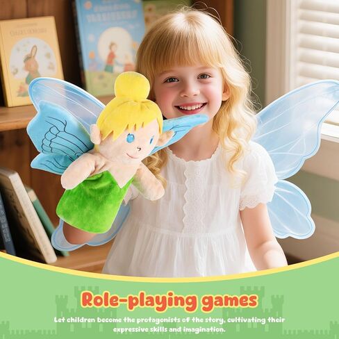 Castle Hand Puppets Fairy Tales Queen & King, Princess & Prince, Elf & Witch Plush Toys Role-Play Toy Puppets for Kids Storytelling Imaginative Pretend Play Teaching Preschool(Elf) in Saudi Arabia