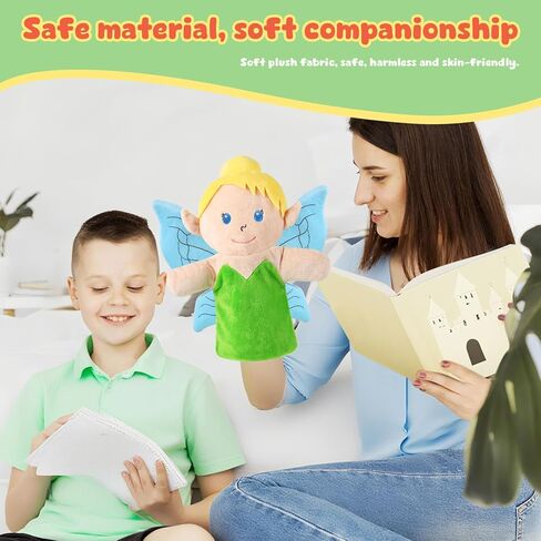 Castle Hand Puppets Fairy Tales Queen & King, Princess & Prince, Elf & Witch Plush Toys Role-Play Toy Puppets for Kids Storytelling Imaginative Pretend Play Teaching Preschool(Elf) in Saudi Arabia