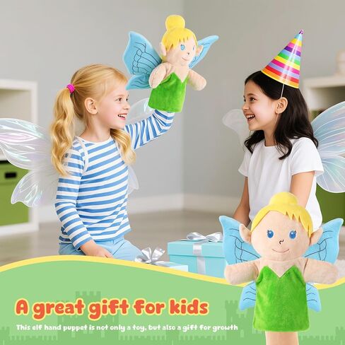 Castle Hand Puppets Fairy Tales Queen & King, Princess & Prince, Elf & Witch Plush Toys Role-Play Toy Puppets for Kids Storytelling Imaginative Pretend Play Teaching Preschool(Elf) in Saudi Arabia