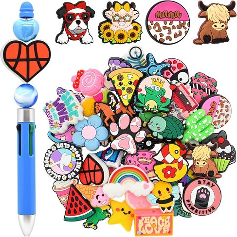 70Pcs Silicone Focal Beads Bulk, Different Random Mix Collections Focal Beads for Pens Keychains DIY Jewelry Making in Saudi Arabia