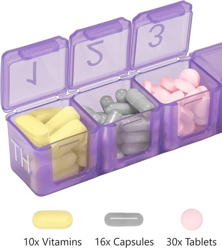e-Pill 5 Times a Day x 7 Day Large Weekly Pill Organizer, Vitamin and Medicine Pill Box - with Discreet Case in Saudi Arabia