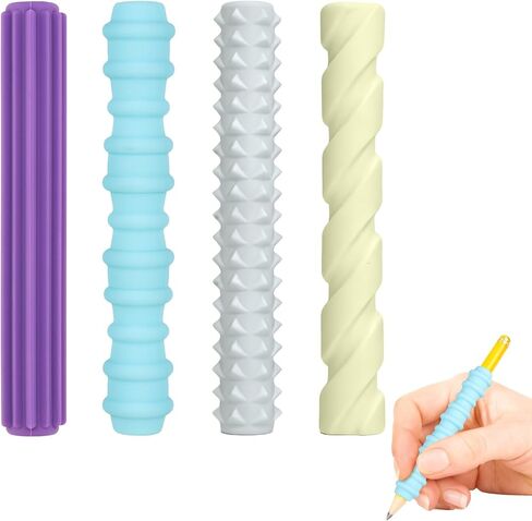 مجموعة مقابض أقلام الرصاص الحسية للبالغين، أدوات تعليمية من السيليكون للاستخدام باليد اليمنى أو اليسرى، قابلة لإعادة الاستخدام (ألوان عشوائية) in Kuwait