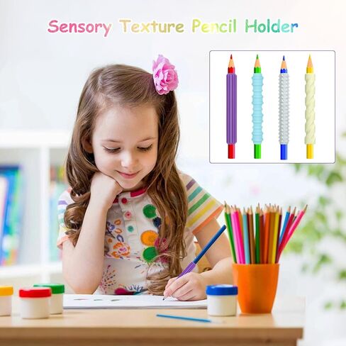 مجموعة مقابض أقلام الرصاص الحسية للبالغين، أدوات تعليمية من السيليكون للاستخدام باليد اليمنى أو اليسرى، قابلة لإعادة الاستخدام (ألوان عشوائية) in Kuwait