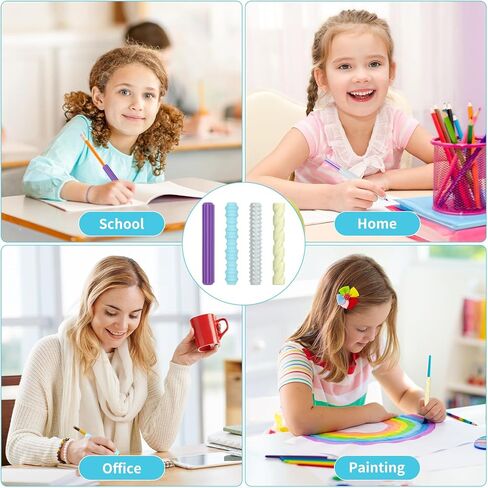 مجموعة مقابض أقلام الرصاص الحسية للبالغين، أدوات تعليمية من السيليكون للاستخدام باليد اليمنى أو اليسرى، قابلة لإعادة الاستخدام (ألوان عشوائية) in Kuwait