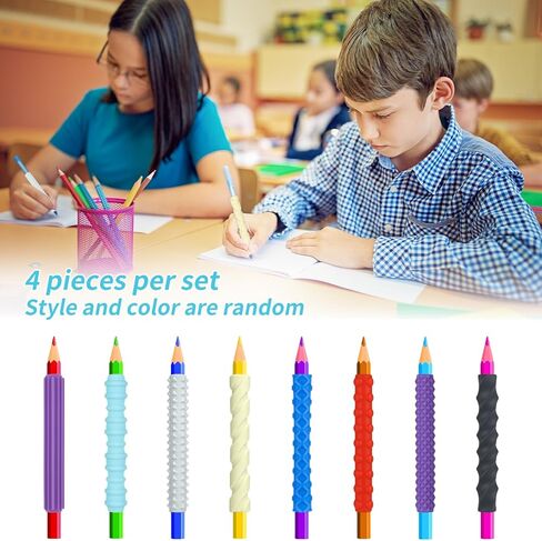 مجموعة مقابض أقلام الرصاص الحسية للبالغين، أدوات تعليمية من السيليكون للاستخدام باليد اليمنى أو اليسرى، قابلة لإعادة الاستخدام (ألوان عشوائية) in Kuwait